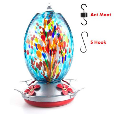 Muse Garden Hummingbird Feeder Hand-Blown Glass